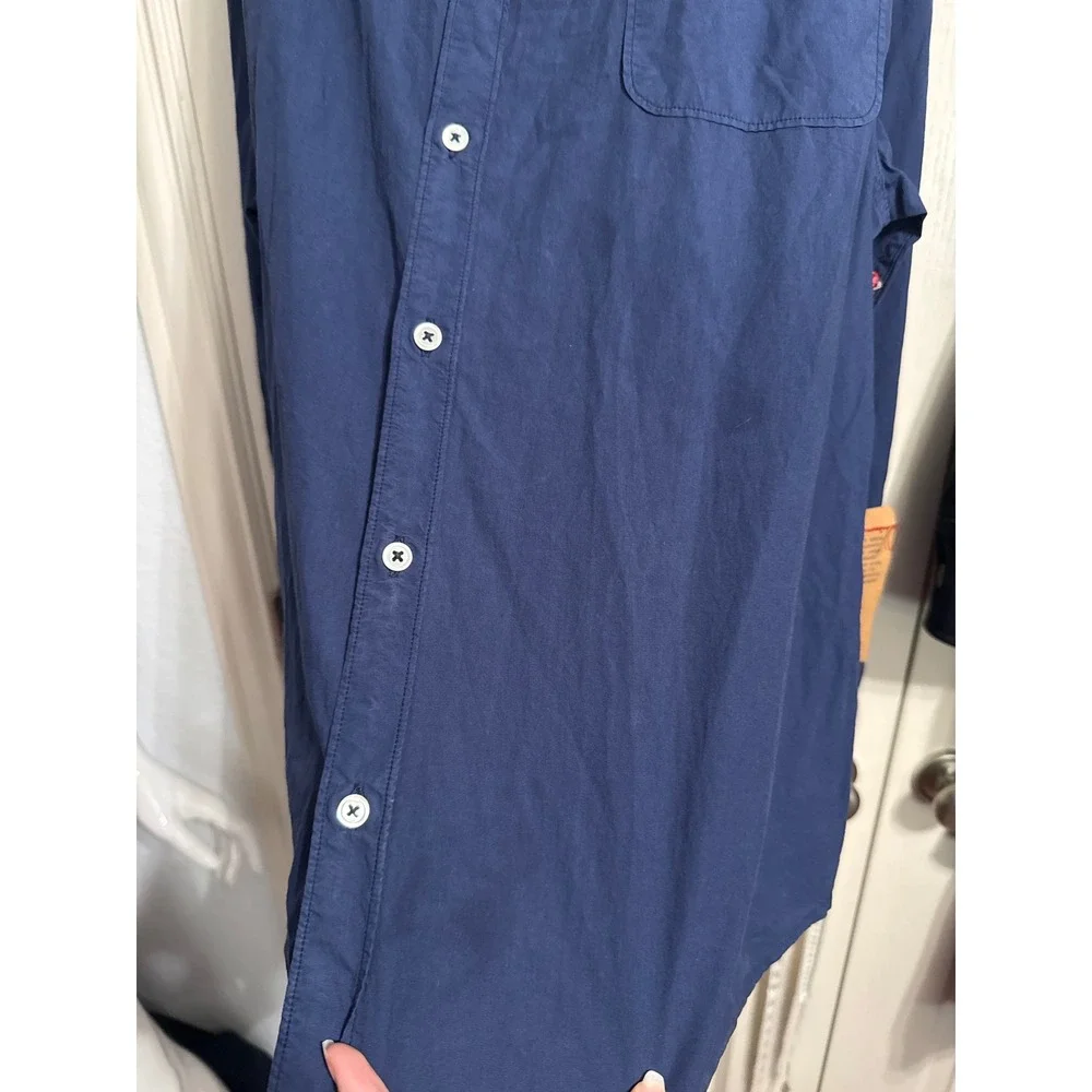 True Religion Navy Long Sleeve Button Down Shirt Y2K Indie Sleaze Preppy Utility